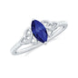 Certified 0.7 Carat Lab Grown Blue Sapphire Diamond Marquise Engagement Ring with Celtic Knot