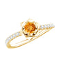 Certified Real Citrine Flower Engagement Ring with Diamond