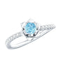 Floral Inspired Aquamarine Rose Engagement Ring with Diamond