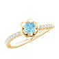 Floral Inspired Aquamarine Rose Engagement Ring with Diamond