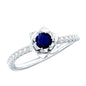 Real 0.9 Carat Blue Sapphire Rose Flower Engagement Ring with Diamond