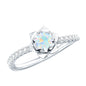 Natural Ethiopian Opal Floral Engagement Ring with Diamond Side Stones