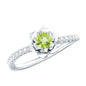 Nature Inspired Half Carat Peridot Flower Engagement Ring with Diamond