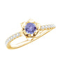 Genuine Tanzanite Rose Flower Engagement Ring with Diamond Curved Shank
