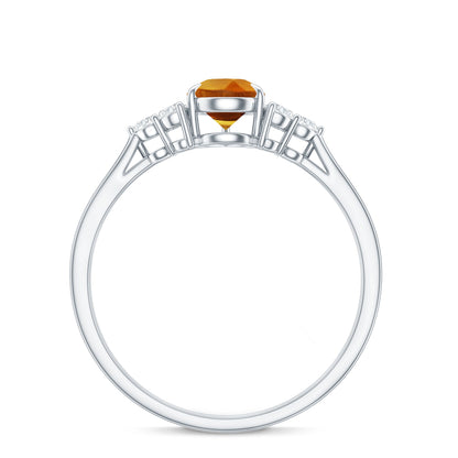 Classic Citrine Teardrop Engagement Ring with Diamond Trio