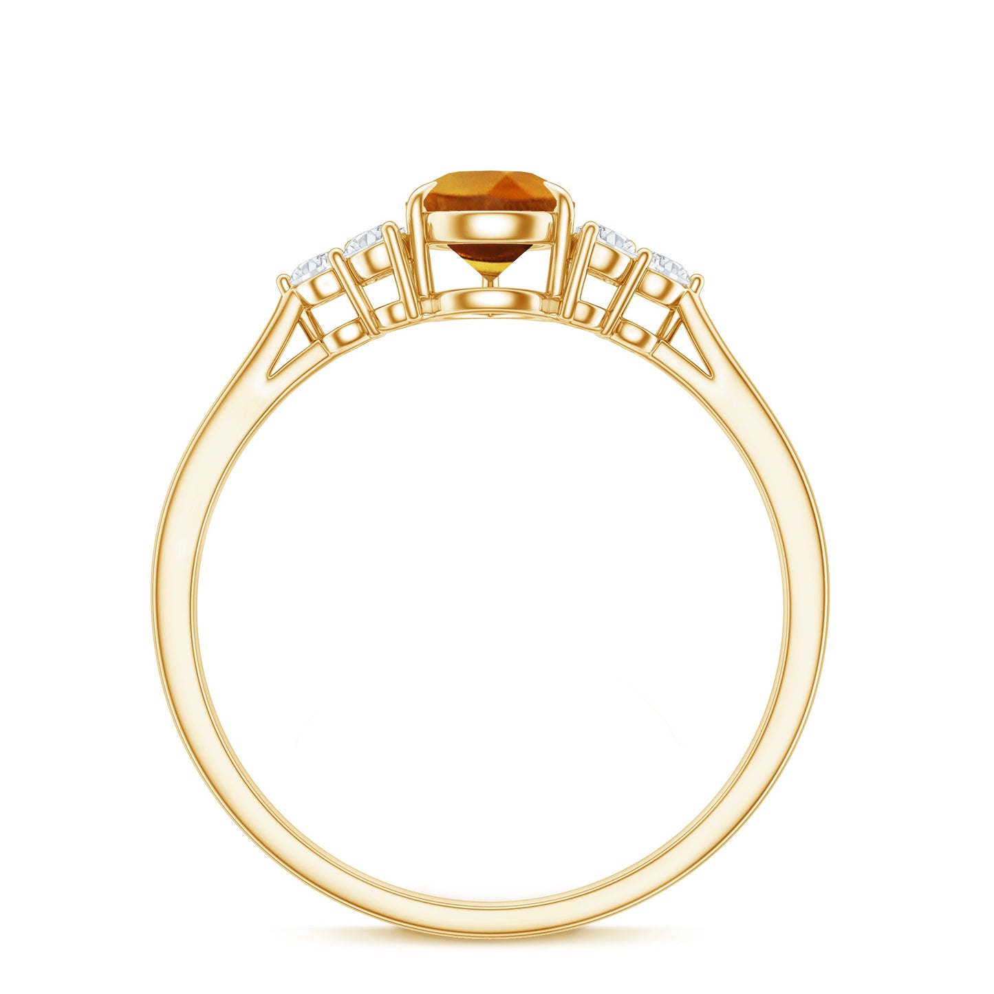 Classic Citrine Teardrop Engagement Ring with Diamond Trio