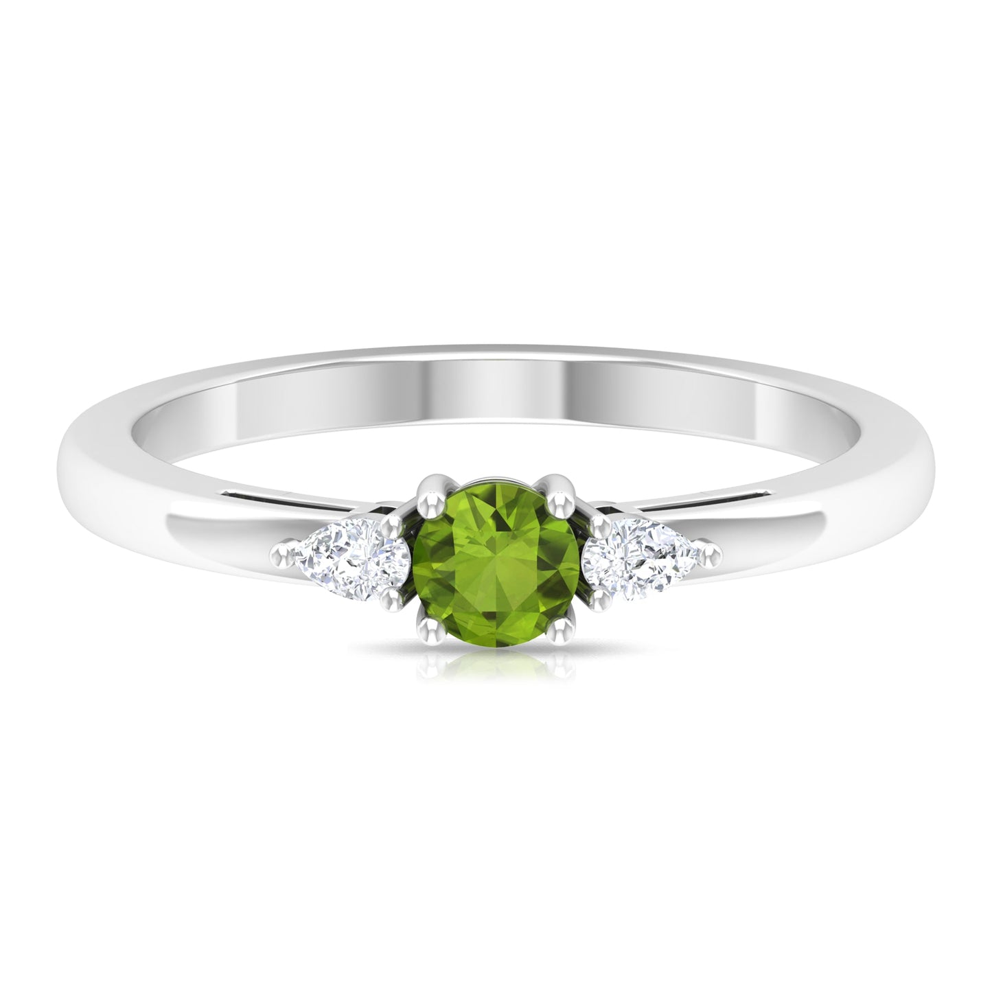 0.5 Carat Peridot and Diamond Three Stone Promise Ring