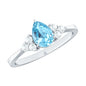 1 Carat Aquamarine Pear Engagement Ring with Diamond Trio