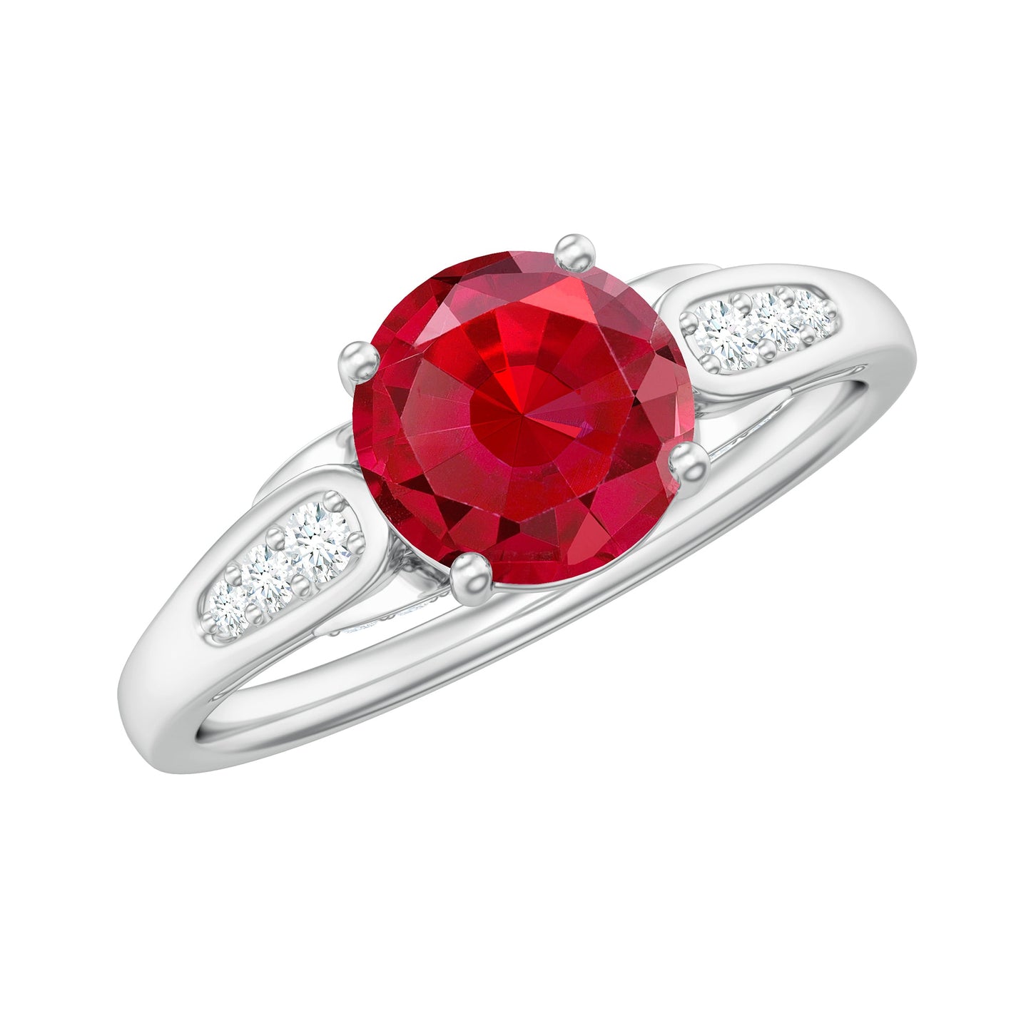 Designer Lab Grown Ruby Solitaire Engagement Ring for Women