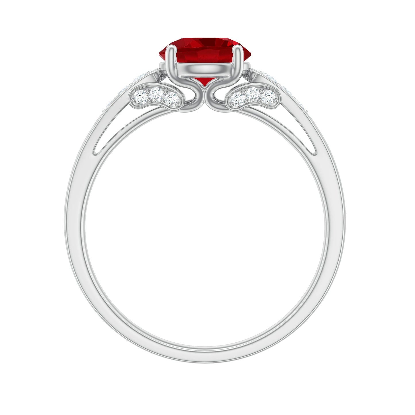 Designer Lab Grown Ruby Solitaire Engagement Ring for Women