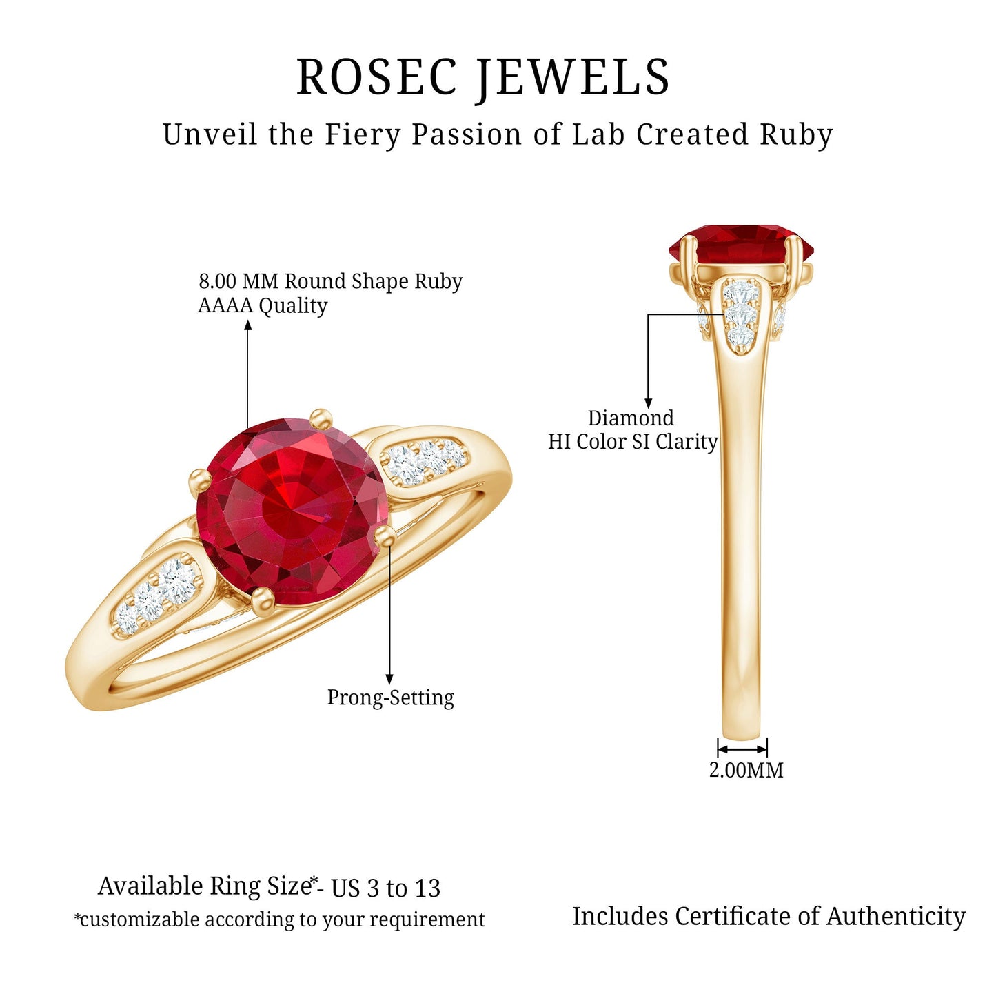 Designer Lab Grown Ruby Solitaire Engagement Ring for Women
