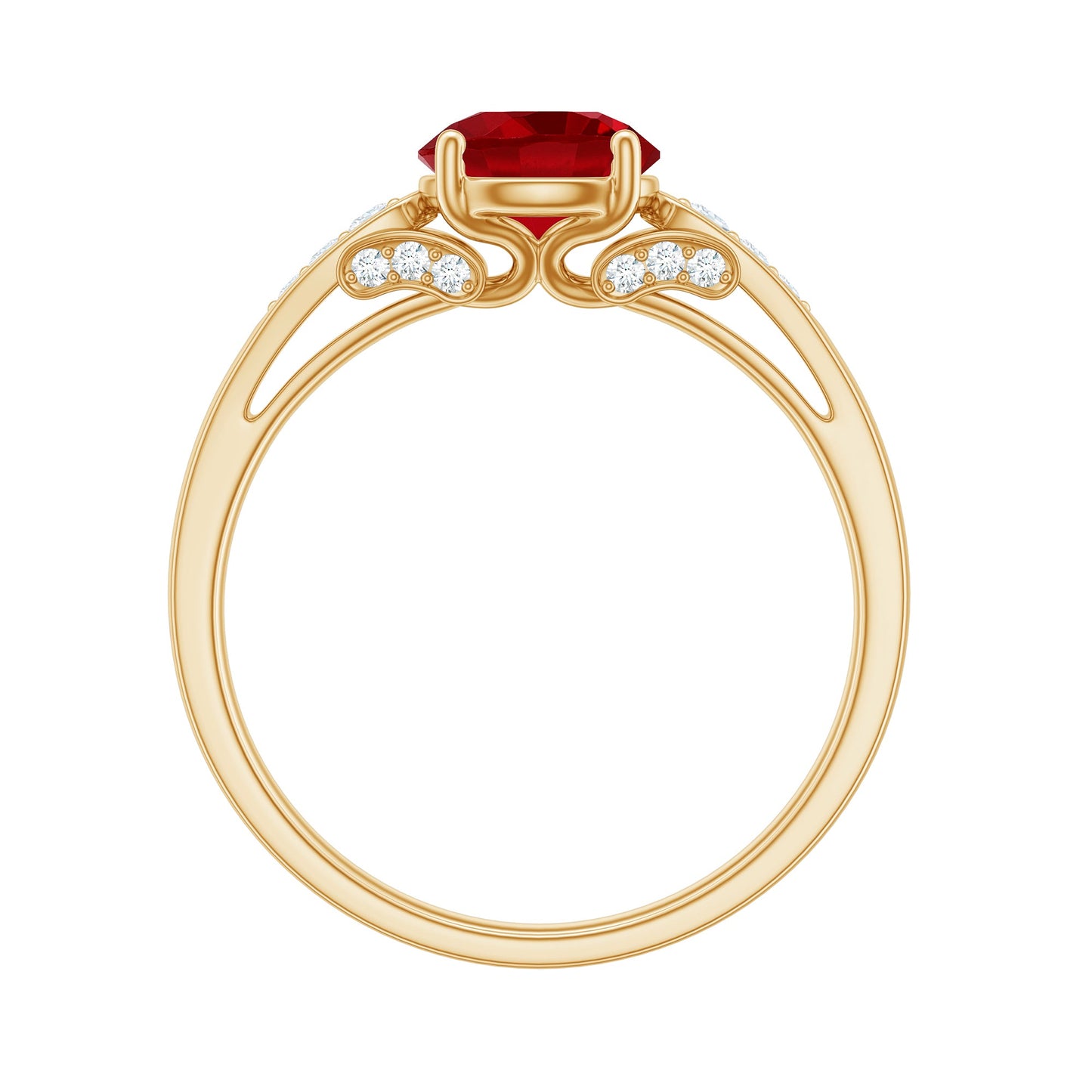 Designer Lab Grown Ruby Solitaire Engagement Ring for Women