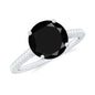Round Cut Black Onyx Engagement Ring with Diamond Side Stones