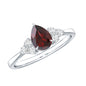Natural 0.8 Carat Pear Shape Garnet Engagement Ring with Diamond