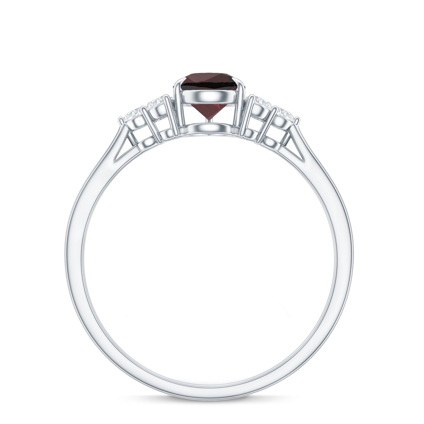 Natural 0.8 Carat Pear Shape Garnet Engagement Ring with Diamond