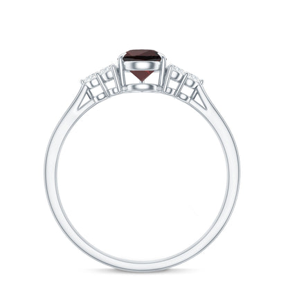 Natural 0.8 Carat Pear Shape Garnet Engagement Ring with Diamond