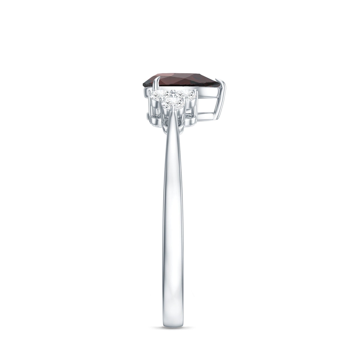 Natural 0.8 Carat Pear Shape Garnet Engagement Ring with Diamond