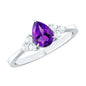 1 Carat Amethyst Engagement Ring with Diamond Trio