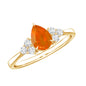 0.6 Carat Pear Shaped Fire Opal Engagement Ring with Diamond Trio