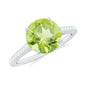 Natural 2 Carat Peridot Solitaire Engagement Ring with Diamond