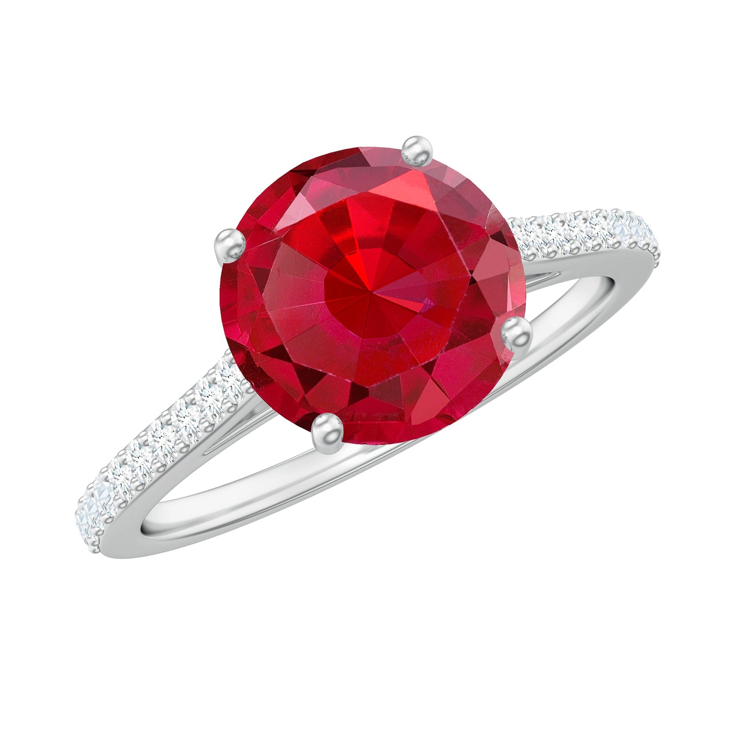 Certified Lab Ruby Solitaire Engagement Ring with Diamonds