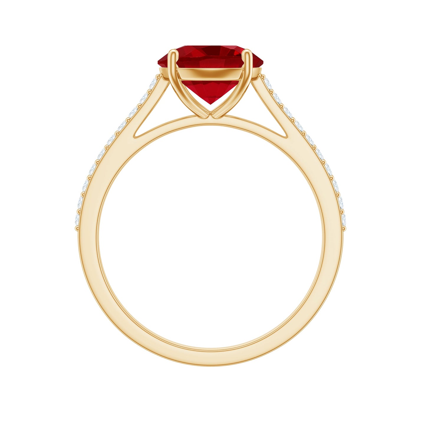 Certified Lab Ruby Solitaire Engagement Ring with Diamonds