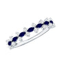 Real Blue Sapphire and Diamond Half Eternity Ring for Women