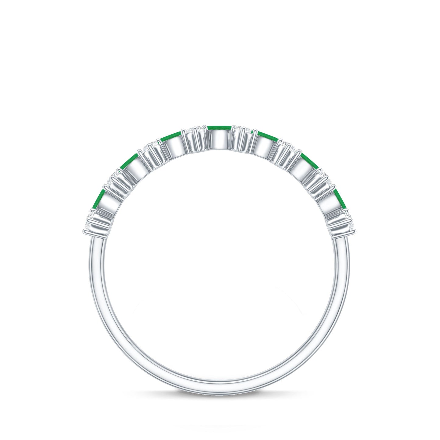 Genuine Emerald and Diamond Half Eternity Ring for Women