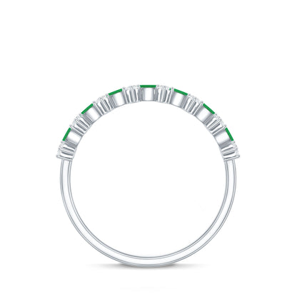 Genuine Emerald and Diamond Half Eternity Ring for Women