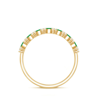 Genuine Emerald and Diamond Half Eternity Ring for Women