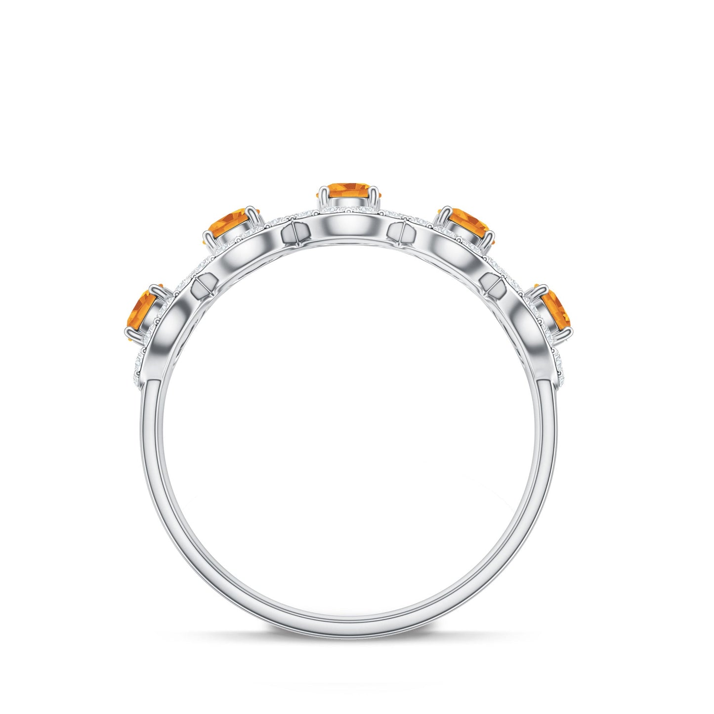 Certified Natural Citrine Diamond Half Eternity Band for Anniversary