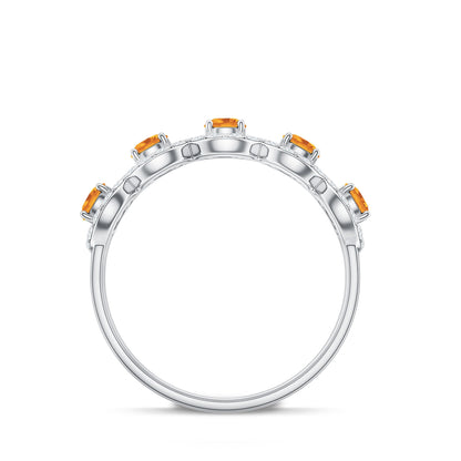 Certified Natural Citrine Diamond Half Eternity Band for Anniversary