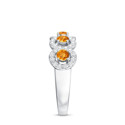 Certified Natural Citrine Diamond Half Eternity Band for Anniversary