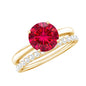 2.3 Carat Solitaire Created Ruby Wedding Ring Set with Diamond