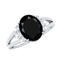 4.2 Carat Lab Grown Black Diamond Oval Engagement Ring with White Diamond Split Shank