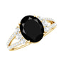 4.2 Carat Lab Grown Black Diamond Oval Engagement Ring with White Diamond Split Shank