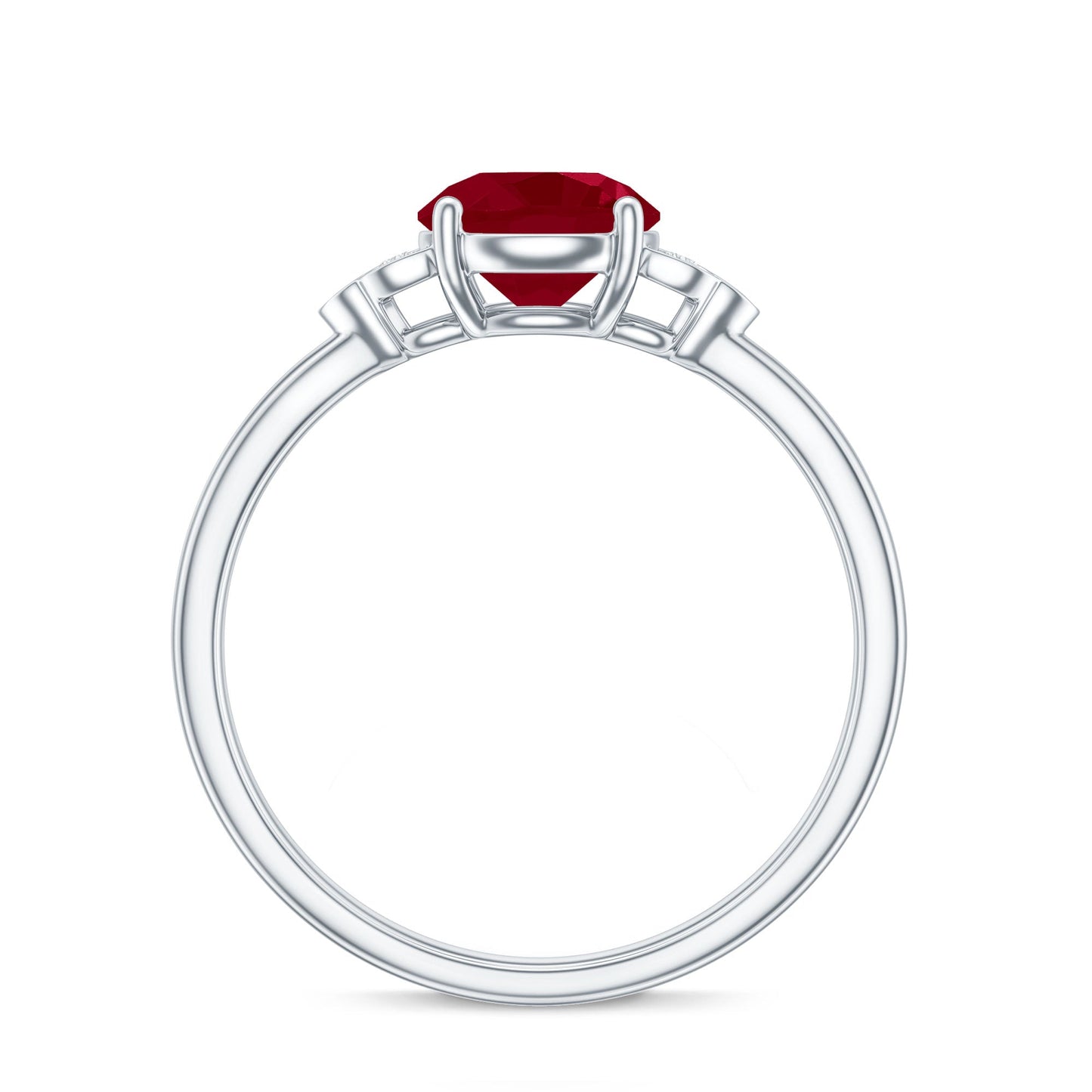 Real 0.6 Carat Ruby Promise Ring with Diamond Trio