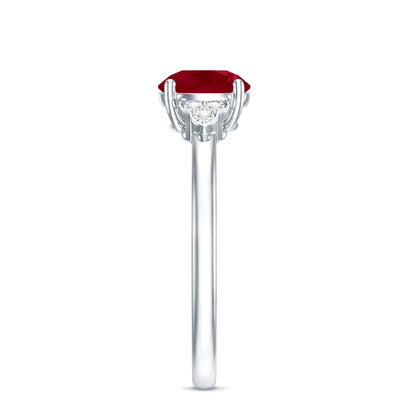 Real 0.6 Carat Ruby Promise Ring with Diamond Trio