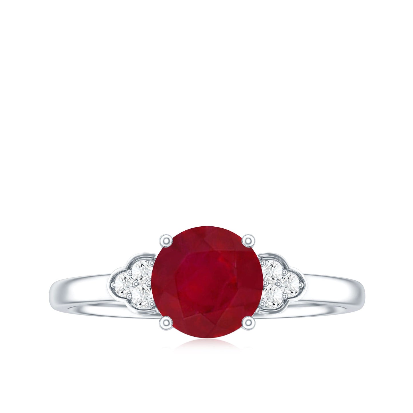 Real 0.6 Carat Ruby Promise Ring with Diamond Trio
