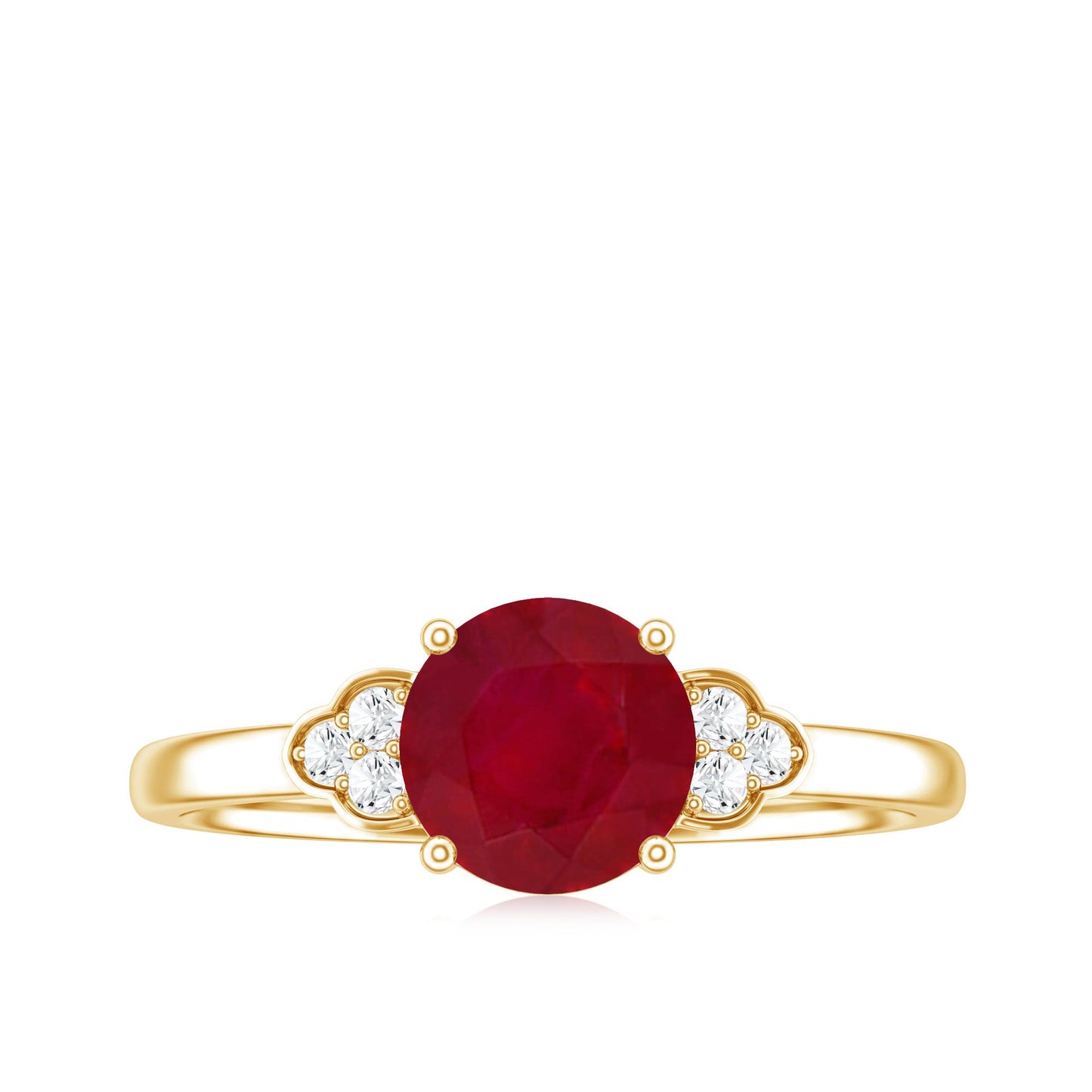 Real 0.6 Carat Ruby Promise Ring with Diamond Trio