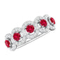 Classic Lab Grown Ruby and Diamond Halo Half Eternity Ring