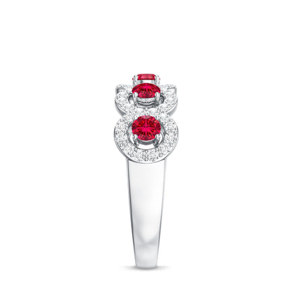Classic Lab Grown Ruby and Diamond Halo Half Eternity Ring