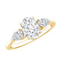 Oval and Pear Cut Moissanite Three Stone Engagement Ring