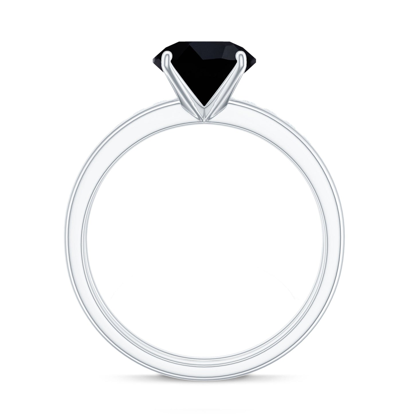 Natural Black Spinel Wedding Engagement Ring Set with Diamond