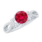 Classic Created Ruby and Diamond Crossover Engagement Ring with Diamond