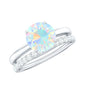 Natural 2 Carat Ethiopian Opal Diamond Solitaire Engagement Wedding Ring Set