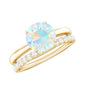 Natural 2 Carat Ethiopian Opal Diamond Solitaire Engagement Wedding Ring Set