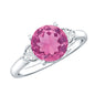 Round Pink Tourmaline Solitaire Engagement Ring with Diamond