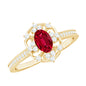Certified Lab Created Ruby Vintage Inspired Engagement Ring with Diamond