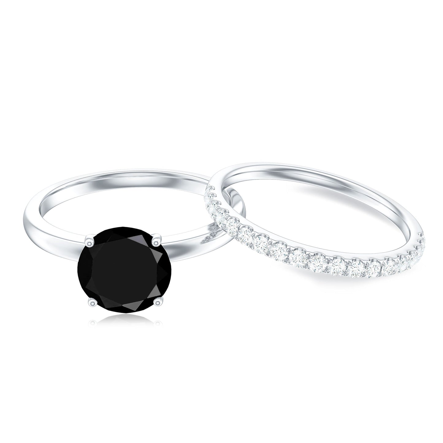 2 Carat Lab Grown Black and White Diamond Engagement Ring with Enhancer